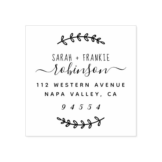 手書きスクリプトカップル結婚した差出人住所 ラバースタンプ (インプリント)