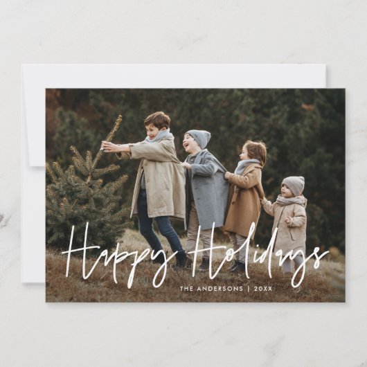 手書きスクリプトキャメルハッピーホリデーズフォト シーズンカード (正面)