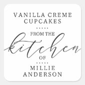 手書きスクリプトグッズのキッチン焼いたから スクエアシール (正面)