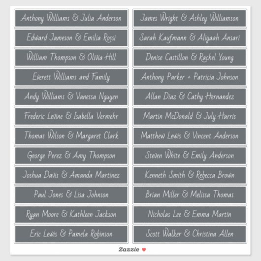 手書きスクリプトゲスト名ラベルオフブラック シール (シート)