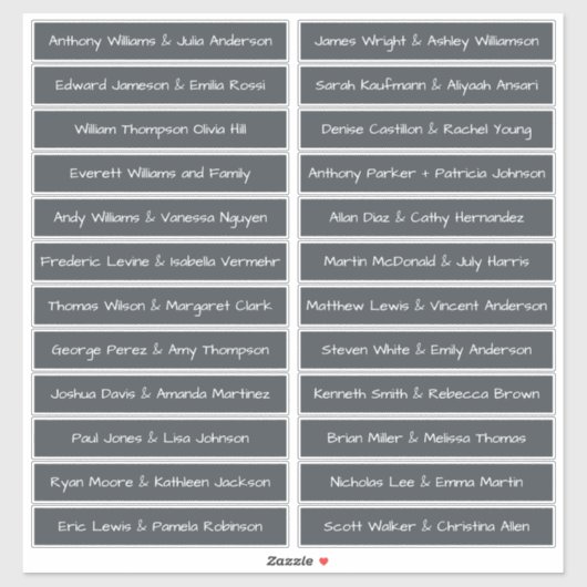 手書きスクリプトゲスト名ラベルOffBlack シール (シート)