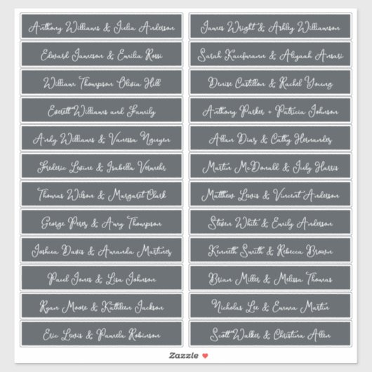 手書きスクリプトゲスト名ラベルOffBlack シール (シート)