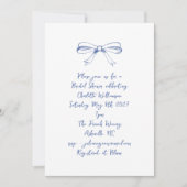 手書きスクリプトコケットボーブルーブライダルシャワー 招待状 (正面)