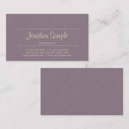 手書きスクリプトシック金ゴールド美しいサロンラグジュアリ 名刺 (正面/裏面)