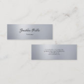 手書きスクリプトシルバーミニマリストテンプレート スキニー名刺 (正面/裏面)