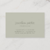 手書きスクリプトシンプルモディッシュエレガントグリーントップ 名刺 (裏面)