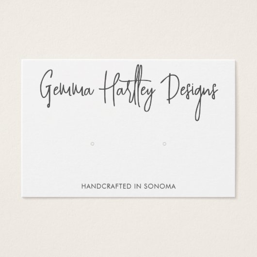 手書きスクリプトタイポグラフィイヤリング表示カード (正面)