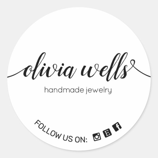 手書きスクリプトタイポグラフィソーシャルメディアのアイコン ラウンドシール (正面)