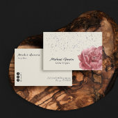 手書きスクリプトタイポグラフィピンクローズフラワー 名刺