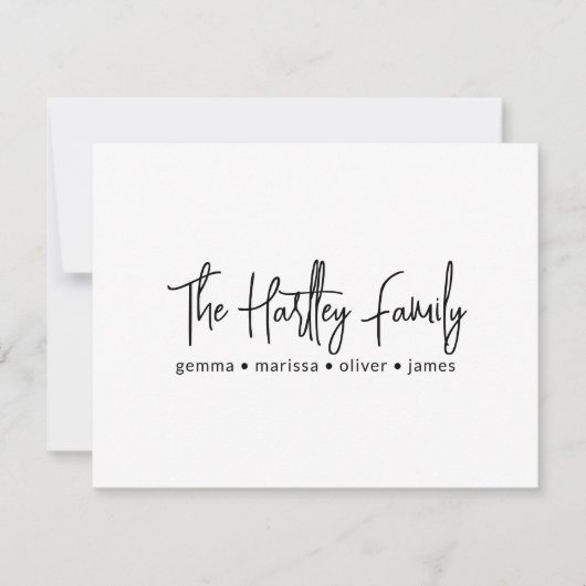 手書きスクリプトタイポグラフィファミリ名 ノートカード (正面)