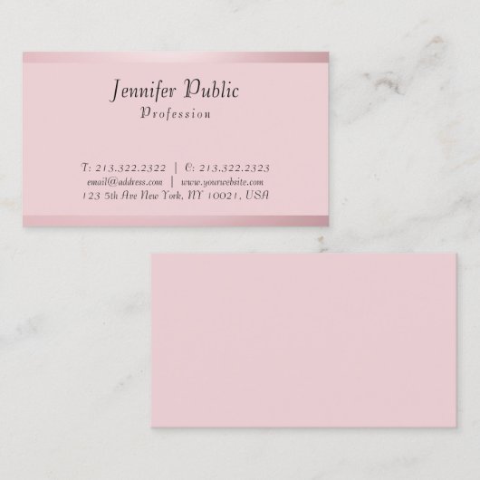 手書きスクリプトテンプレートエレガントバラ金ゴールド 名刺 (正面/裏面)