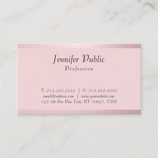 手書きスクリプトテンプレートエレガントバラ金ゴールド 名刺 (正面)