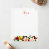 手書きスクリプトテンプレート水彩花 ノートカード (正面/裏面インサイチュ)