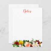 手書きスクリプトテンプレート水彩花 ノートカード (正面/裏面)