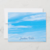 手書きスクリプトテンプレート青空ホワイトクラウド ノートカード (裏面)