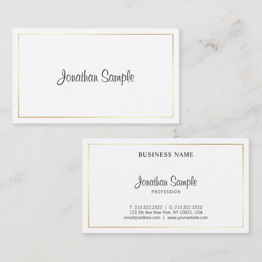 手書きスクリプトトレンディーデザインエレガントプレーン 名刺 (正面/裏面)