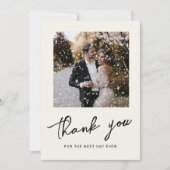 手書きスクリプトトレンディー結婚の写真 サンキューカード (正面)