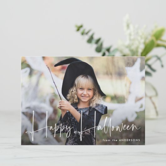 手書きスクリプトハッピーハローウィン写真 シーズンカード (スタンド正面)