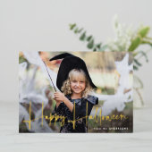 手書きスクリプトハッピーハローウィン写真 箔シーズンカード (立ち正面)