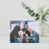 手書きスクリプトハッピーホリデーズフォト ポストカード (スタンド正面)