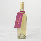 手書きスクリプトバラと金ゴールド休日応援 ボトルネックタグ (アングル)