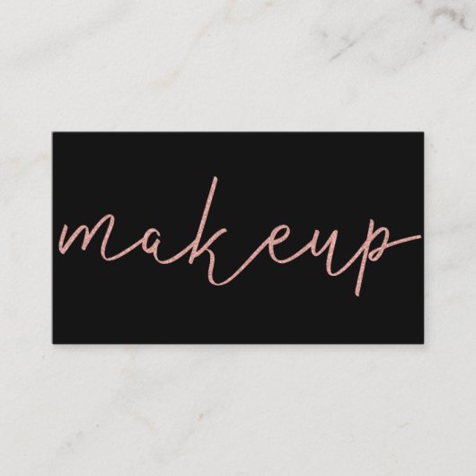 手書きスクリプトバラ金ゴールドブラックメイクアップアーティスト 名刺 (正面)