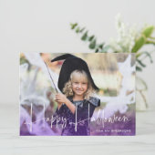 手書きスクリプトパープルハッピーハローウィン写真 シーズンカード (スタンド正面)