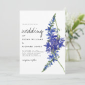 手書きスクリプトパープルブルーフローラ結婚ズ 招待状 (スタンド正面)