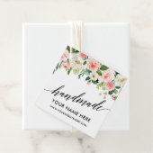 手書きスクリプトピンクホワイトフローラ手作り フェイバータグ (インサイチュ)