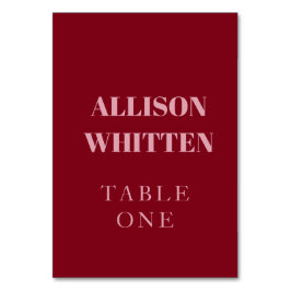 手書きスクリプトピンク&レッドカスタムウェディング テーブルナンバー