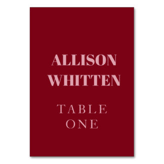 手書きスクリプトピンク&レッドカスタムウェディング テーブルナンバー