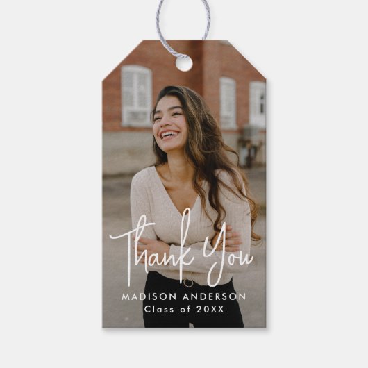 手書きスクリプトフォト卒業ありがとう ギフトタグ (正面)