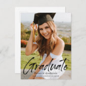 手書きスクリプトフォト卒業のお知らせ 案内ポストカード (正面/裏面)