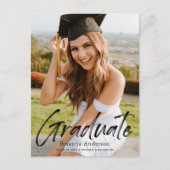 手書きスクリプトフォト卒業のお知らせ 案内ポストカード (正面)