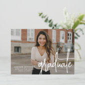 手書きスクリプトフォト卒業パーティー 招待状 (スタンド正面)