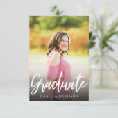 手書きスクリプトフォト卒業パーティー 招待状 (スタンド正面)