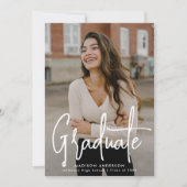 手書きスクリプトフォト卒業パーティー 招待状 (正面)