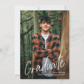 手書きスクリプトフォト卒業 案内状 (正面)