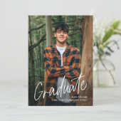 手書きスクリプトフォト卒業 案内状 (スタンド正面)