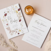 手書きスクリプトフローラフレームベビーシャワー 招待状