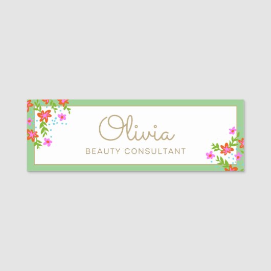 手書きスクリプトフローラ名タグ 名札 (正面)