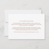 手書きスクリプトプレーンテラコッタ結婚ズ サンキューカード (裏面)