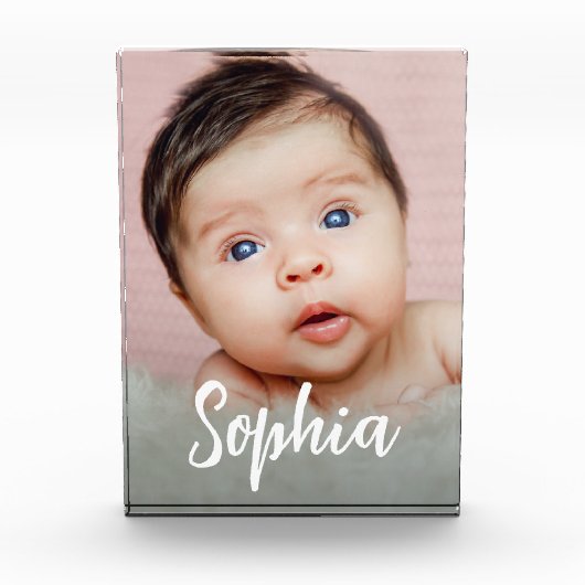 手書きスクリプトベビーガール名縦写真 フォトブロック (正面)