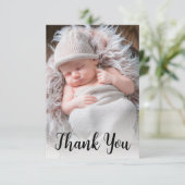 手書きスクリプトベビー写真の発表 サンキューカード (スタンド正面)