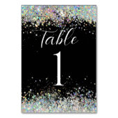 手書きスクリプトホログラフィックグリッターブラック テーブルナンバー (裏面)