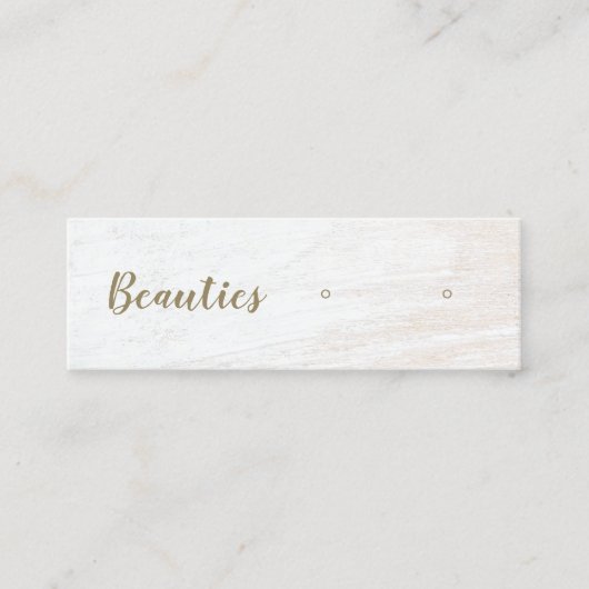 手書きスクリプトホワイトウッドイヤリングディスプレイミニ スキニー名刺 (正面)