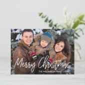 手書きスクリプトメリークリスマスファミリーフォト シーズンカード (スタンド正面)