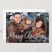 手書きスクリプトメリークリスマスファミリーフォト シーズンカード (正面/裏面)