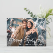手書きスクリプトメリークリスマスフォト シーズンカード (スタンド正面)