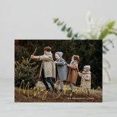 手書きスクリプトメリークリスマス2写真 箔シーズンカード (立ち正面)